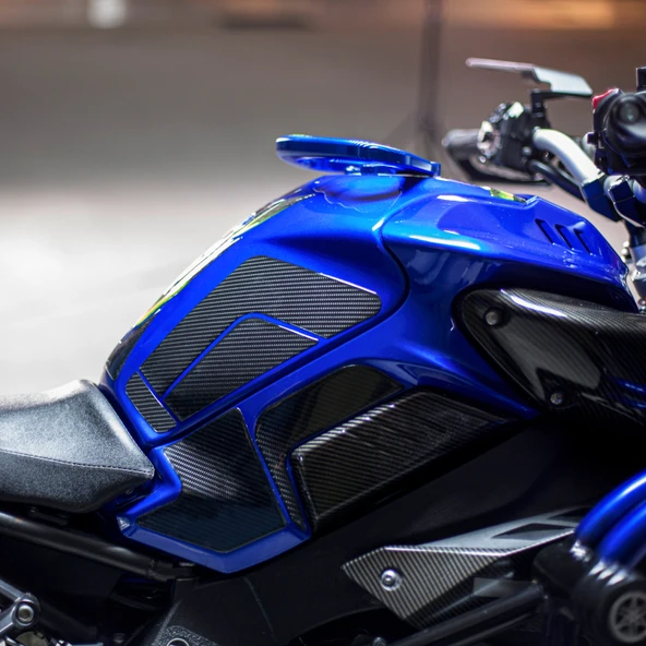 Yamaha MT10 2016 ile Uyumlu Kaydırmaz 6D Karbon 19 Parça Tank Pad Seti GC48 - Resim 12