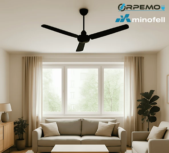 56 inç  Tavan Vantilatör  140 cm Metal Kanat, Ayarlanabilir Başlık, Siyah Gövde  3 Yıl Garantili - Resim 3