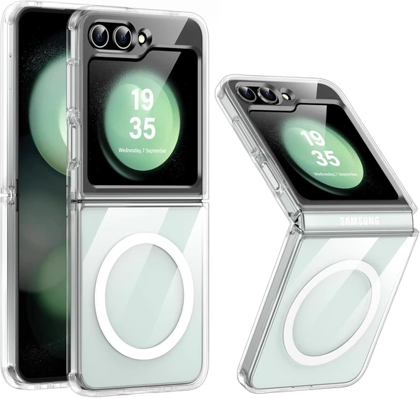 Samsung Galaxy Z Flip 6 Uyumlu Köşe Korumalı Darbe Emici Sert Sararmaz Şeffaf Magsafe Kılıf ürün görseli