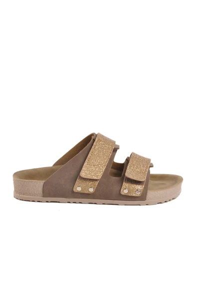 Aspor Vizon Simli Cırtlı Kadın Düz Terlik