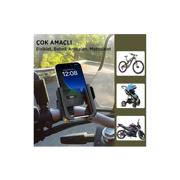 Gidon Bağlantılı Bisiklet Motosiklet İçin Esnek Abs 4-7.8″ İnç Telefon Tutucu 360° Dönebilen Tasarım - 5