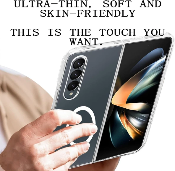 Samsung Galaxy Z Fold 3 Uyumlu Köşe Korumalı Darbe Emici Sert Sararmaz Şeffaf Magsafe Kılıf - 8