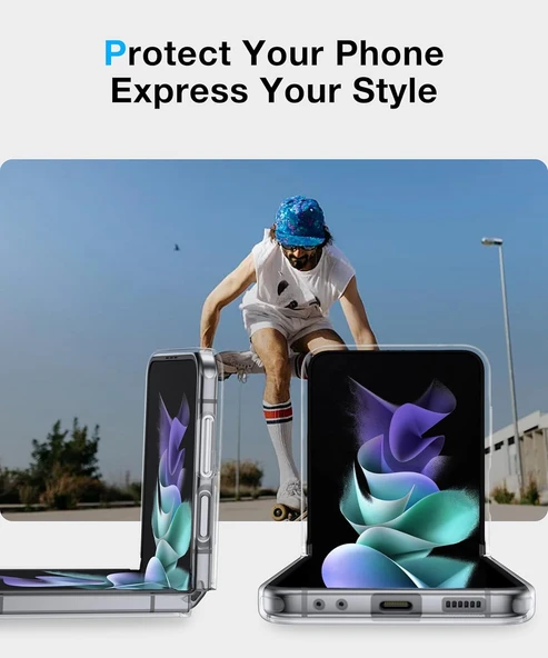 Samsung Galaxy Z Flip 4 Uyumlu Köşe Korumalı Darbe Emici Sert Sararmaz Şeffaf Magsafe Kılıf - Resim 8