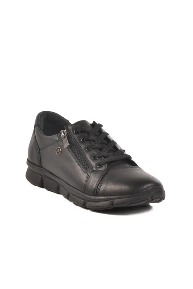 Aspor Siyah Hakiki Deri Kadın Casual Ayakkabı - Resim 3