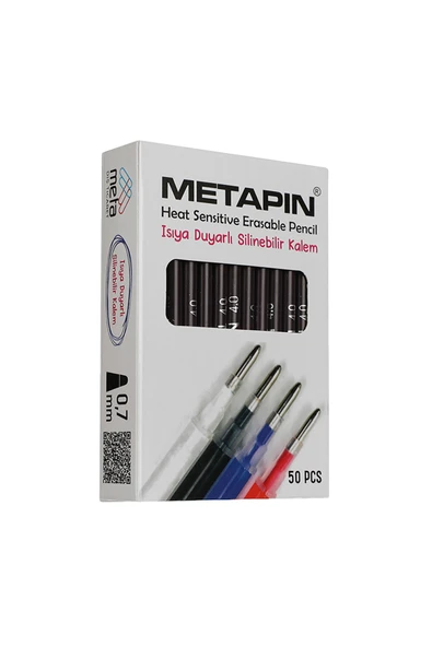 Metapin Isı ile Silinebilen Uçan Refill Kalem İçi Siyah (0.7 mm) - 50 Adet