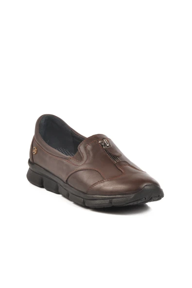 Aspor Kahve Hakiki Deri Kadın Casual Ayakkabı - Resim 3