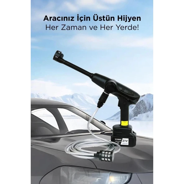 Akülü Şarjlı Yüksek Basınçlı Oto Araba Bahçe Yıkama,temizleme Su Sı - 2