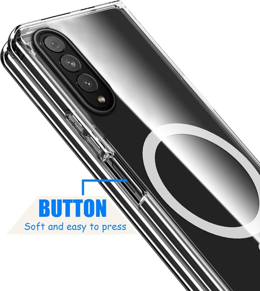 Samsung Galaxy Z Fold 3 Uyumlu Köşe Korumalı Darbe Emici Sert Sararmaz Şeffaf Magsafe Kılıf - 6
