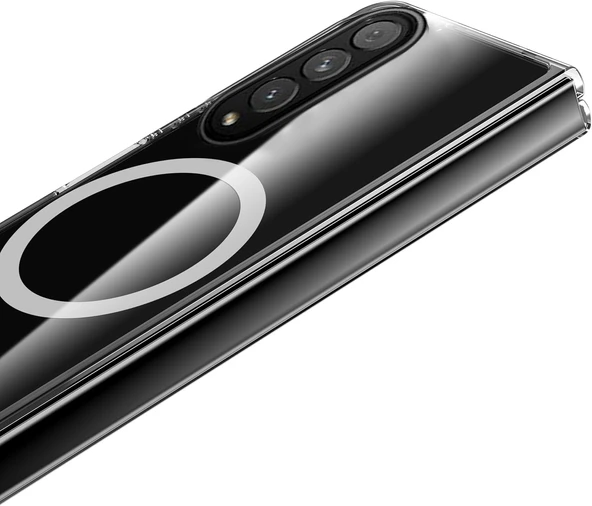 Samsung Galaxy Z Fold 3 Uyumlu Köşe Korumalı Darbe Emici Sert Sararmaz Şeffaf Magsafe Kılıf - 7