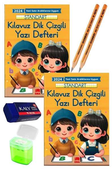 Kılavuz Dik Çizgili Güzel Yazı Defteri Orta Boy Fatih Jumbo Kurşun Kalem Sınav Silgisi Kalemtraş Yeni Müfredat Yazı
