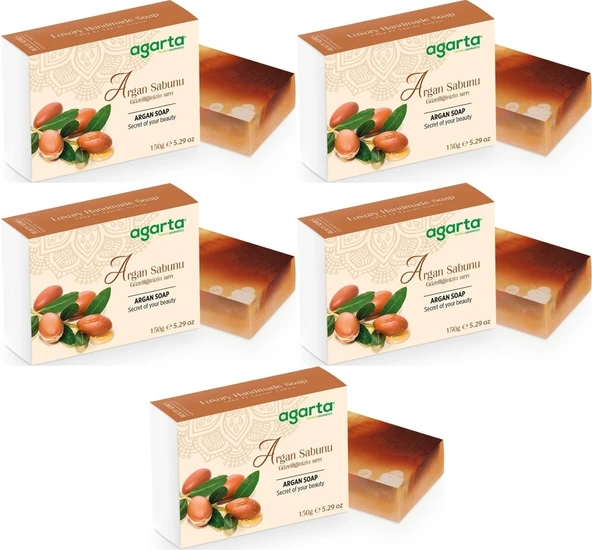 Agarta El Yapımı Doğal Sabun 150GR Argan (5 Li Set) - 1