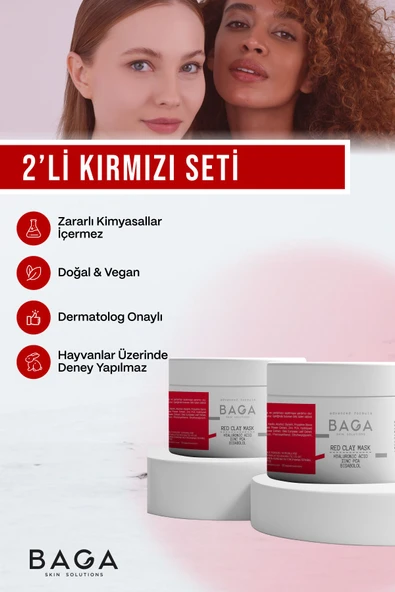 Kırmızı Kil Maske 2'li - 5