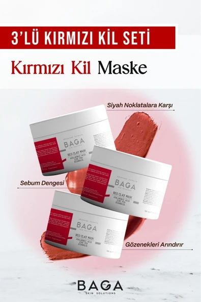 Kırmızı Kil Maske 3'lü