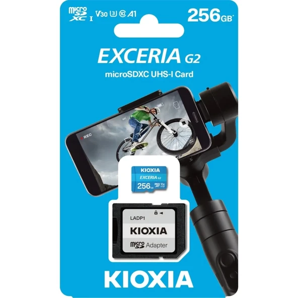 Kıoxıa 256gb Exceriag2, Lmex1l256gg2, U1 V30 4k,  Cl10, 100mb/s, Microsd Kart Bellek (sd Adaptörlü) - 2