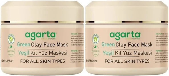 Agarta Doğal Yeşil Kil Yüz Maskesi 150ML (2 Li Set)