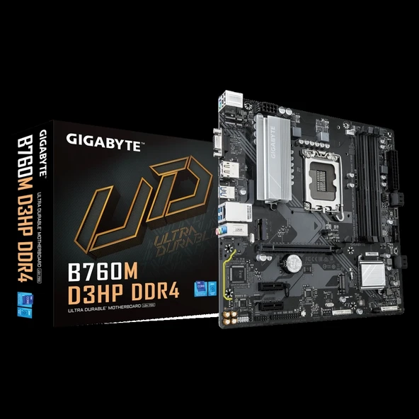 Gıgabyte B760m D3hp Ddr4, 4xddr4, 2xm.2, Dp, Hdmı, Vga, 12-13.14.nesil, Lga1700 Soket, Anakart