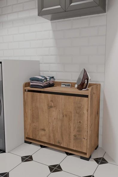 Duo 2 Bölmeli Çamaşırlık Çok Amaçlı İki Bölmeli Dolap Kirli Çamaşır Sepeti - 3