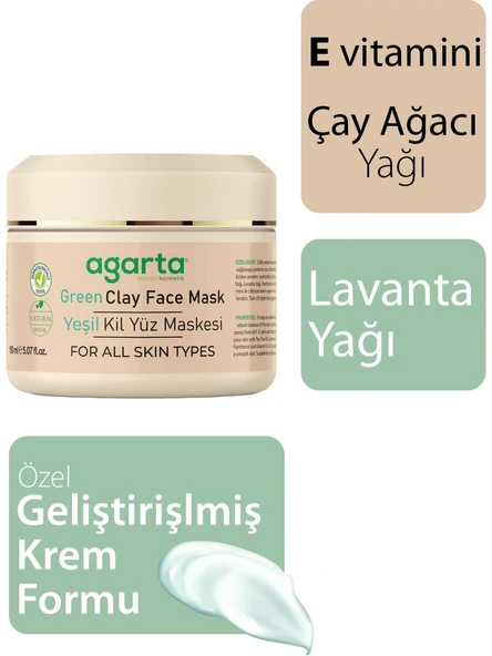 Agarta Doğal Yeşil Kil Yüz Maskesi 150ML (4 Lü Set) - 4