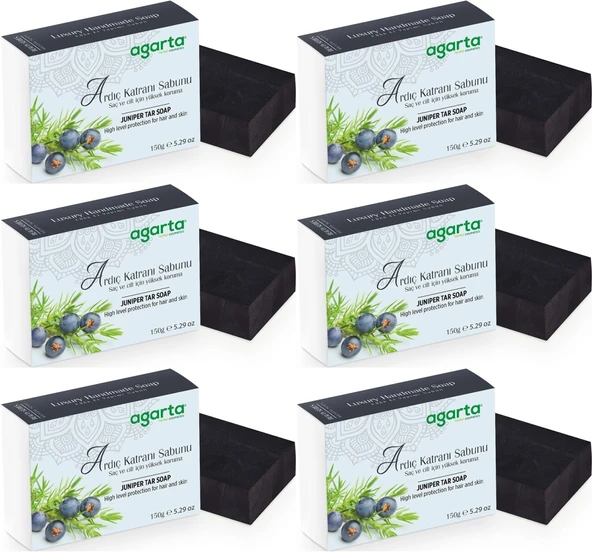 Agarta El Yapımı Doğal Sabun 150GR Ardıç Katranı (6 Lı Set) - 1