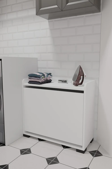 Duo 2 Bölmeli Çamaşırlık Çok Amaçlı İki Bölmeli Dolap Kirli Çamaşır Sepeti - 3