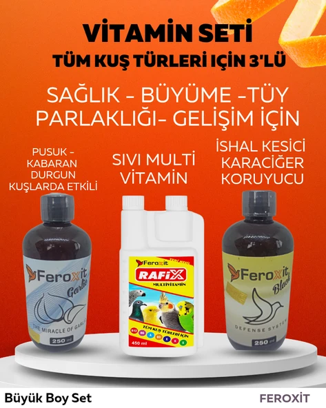 Tüm Kuş Türleri Için 3 'lü Vitamin Seti -Kısa sürede ETKİLİ