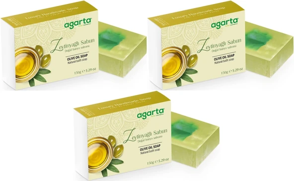 Agarta El Yapımı Doğal Sabun 150GR Zeytinyağlı (3 Lü Set) - 1