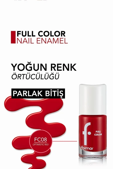 Yoğun Pigmentli Parlak Oje- Full Color Nail Enamel- Fc08 Optımıstıc Red -8690604310449 - 5