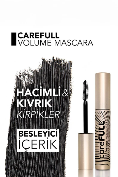Hacim Veren Besleyici Maskara (SİYAH) - Carefull Volume - 000 Black - 8682536084093 - 4