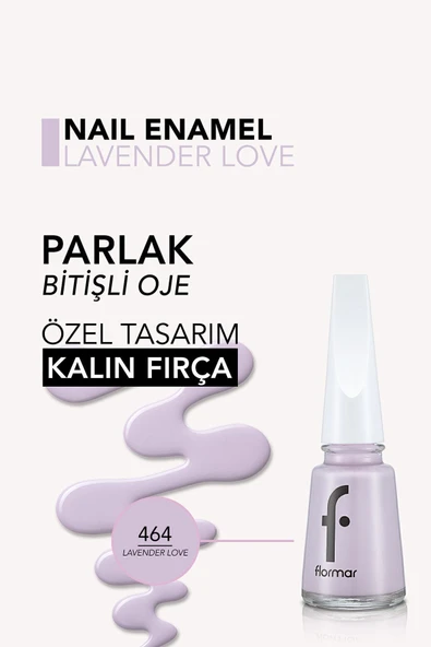 Klasik Parlak Bitişli Yüksek Pigmentli Oje - Nail Enamel -464 Lavender Love New- 8682536036184 - 5