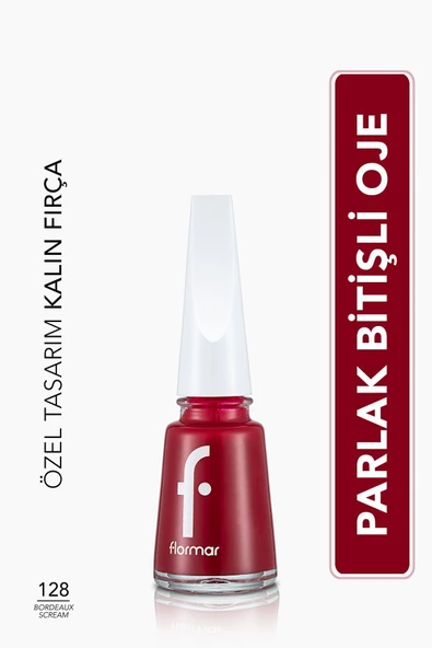 Nail Enamel Yüksek Pigmentli & Parlak Bitişli Oje Fne-128 Bordeaux Scream - 1