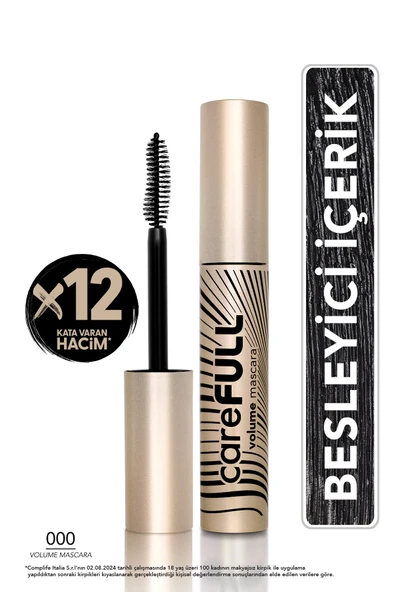 Hacim Veren Besleyici Maskara (SİYAH) - Carefull Volume - 000 Black - 8682536084093