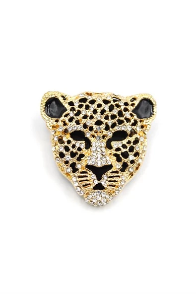 Leopar Broş - Altın - 2
