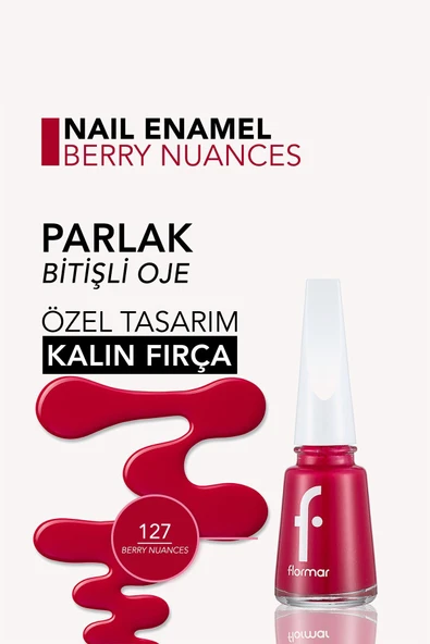 Klasik Parlak Bitişli Yüksek Pigmentli Oje - Nail Enamel -127 Berry Nuances New- 8682536035774 - 5