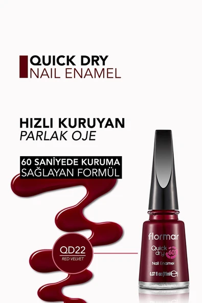 Oje - Quick Dry Nail Enamel Qd22 Red Velvet 34000009-qd22 - 4