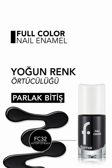 Yoğun Pigmentli Parlak Oje- Full Color Nail Enamel- Fc32 Vıctory Of Black -8690604313228 - 5