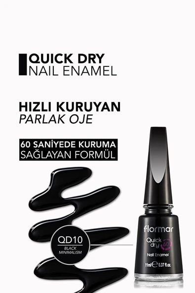 Hızlı Kuruyan Oje (SİYAH) - Quick Dry Nail Enamel - Qd10 Black Minimalism - 8690604234042 - Resim 4