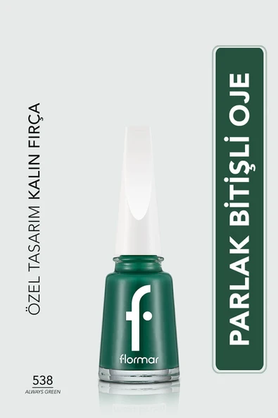 Klasik Parlak Bitişli Yüksek Pigmentli Oje - Nail Enamel -538 Always Green- 8682536047814
