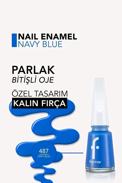 Klasik Parlak Bitişli Yüksek Pigmentli Oje - Nail Enamel- 487 Navy Blue New- 8682536036269 - 5