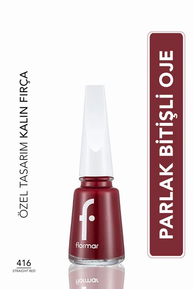 Klasik Parlak Bitişli Yüksek Pigmentli Oje - Nail Enamel -416 Straıght Red New- 8682536036047