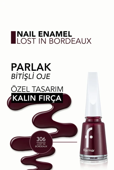 Klasik Parlak Bitişli Yüksek Pigmentli Oje - Nail Enamel -306 Lost In Bordeaux New- 8682536035842 - Resim 5