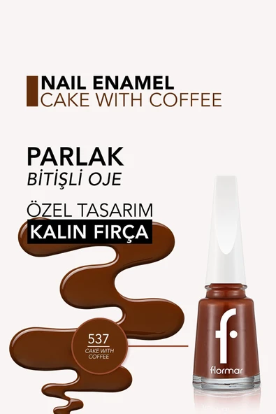 Klasik Parlak Bitişli Yüksek Pigmentli Oje - Nail Enamel -537 Cake Wıth Coffee- 8682536047807 - 5