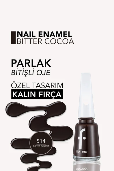 Klasik Parlak Bitişli Yüksek Pigmentli Oje - Nail Enamel -514 Bıtter Cocoa New- 8682536036382 - 5