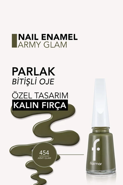 Klasik Parlak Bitişli Yüksek Pigmentli Oje -nail Enamel- 454 Army Glam New- 8682536036153 - 5