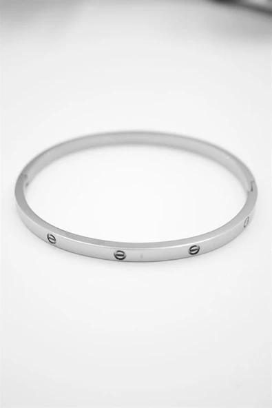 CRT Model İnce Taşsız Çelik Bilezik (60mm) - Gümüş