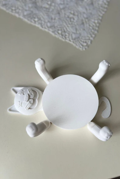 Sevimli Kedi Bardak Altlığı - Dekoratif Masa Koruyucu - Beyaz Kedi Figürlü İçecek Altlığı (14x17 cm)