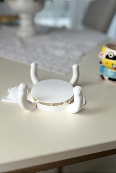 Sevimli Kedi Bardak Altlığı - Dekoratif Masa Koruyucu - Beyaz Kedi Figürlü İçecek Altlığı (14x17 cm) - 3