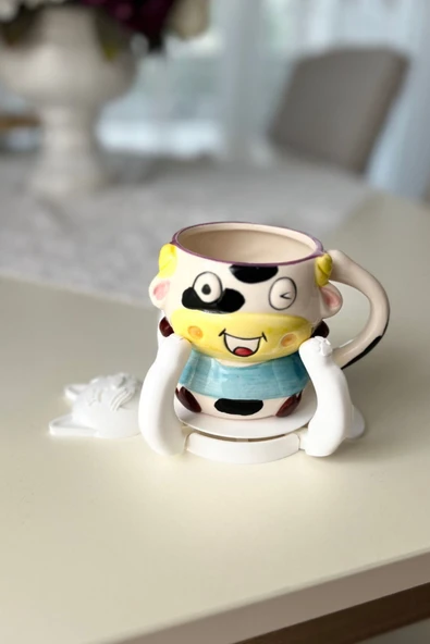 Sevimli Kedi Bardak Altlığı - Dekoratif Masa Koruyucu - Beyaz Kedi Figürlü İçecek Altlığı (14x17 cm) - 2