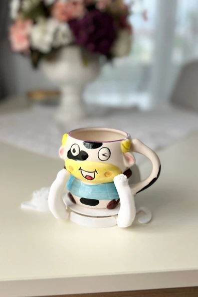 Sevimli Kedi Bardak Altlığı - Dekoratif Masa Koruyucu - Beyaz Kedi Figürlü İçecek Altlığı (14x17 cm) - 4