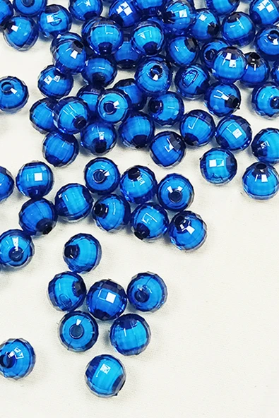 Dünya Boncuk İçten Boncuklu Bileklik Çanta Boncuğu 10 mm 50 gr Mavi - BNC465 - 2