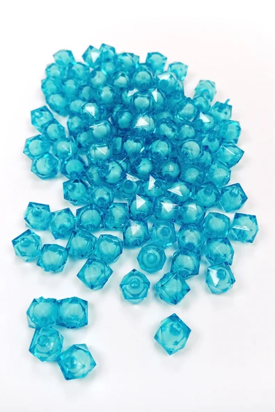 Küp Boncuk İçten Boncuklu Bileklik Çanta Boncuğu 10 mm 50 gr Gök Mavi - BNC449